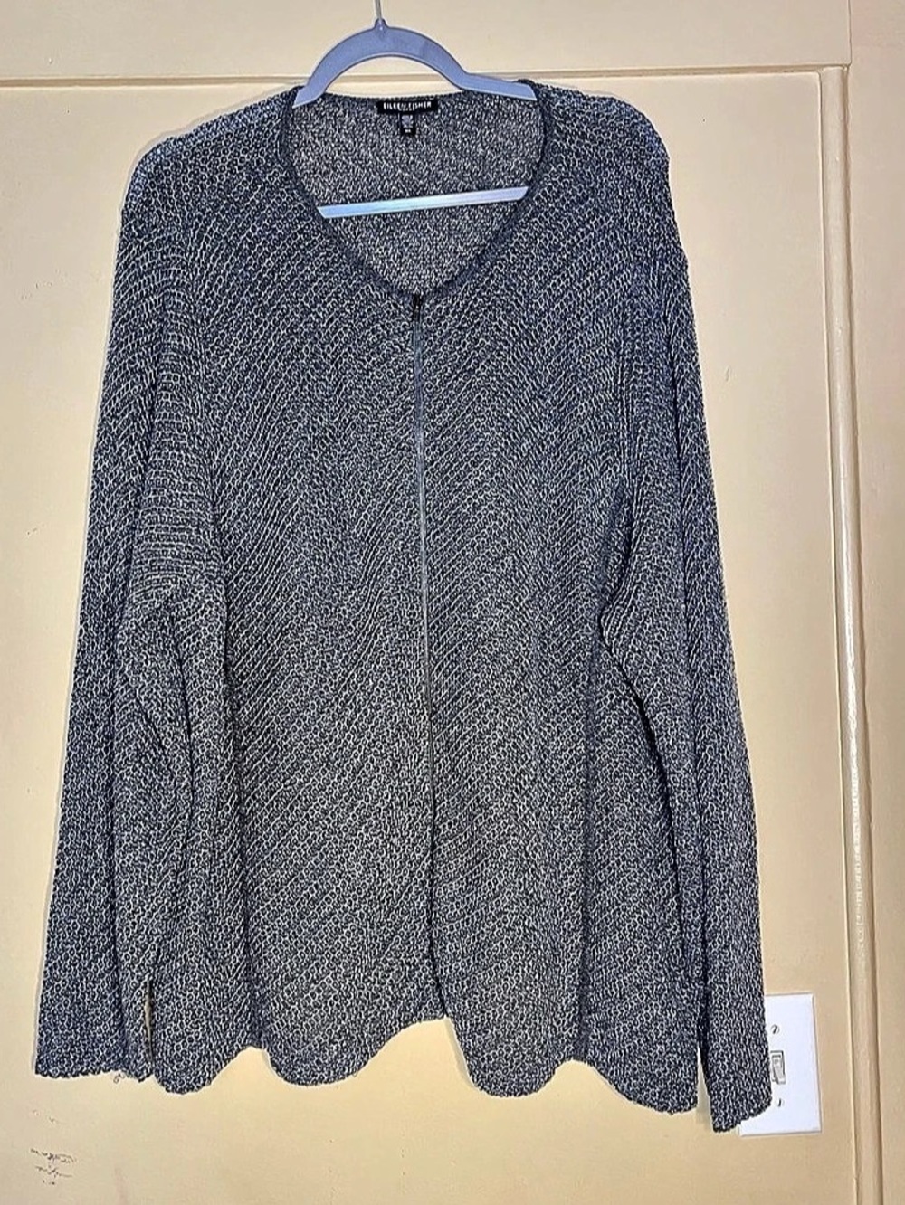 Eileen Fisher Italian Yarn Gray Zip Front V-Neck Cardigan Size 3X
